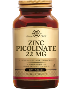 Solgar Zinc Picolinate 22mg Comprimés x100