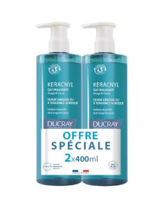 Ducray Keracnyl Gel Moussant Nettoyant Purifiant 2x400ml