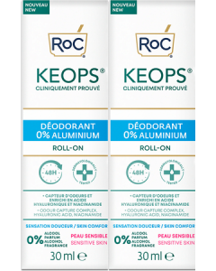 RoC Keops Déodorant Roll On 0% Aluminium 30ml x2