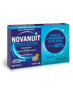 Novanuit Triple Action Lot de 2x30 Comprimés Offre Spéciale -40% Sur La 2ème Boîte