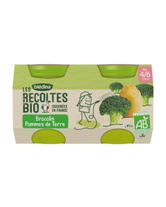 Blédina Les Récoltes Bio Brocolis Pommes de Terre dès 4/6 mois 2x130g