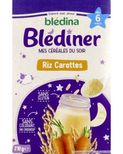Blédina Blédîner Riz Carottes Céréales du Soir de 6 à 36 mois 210g