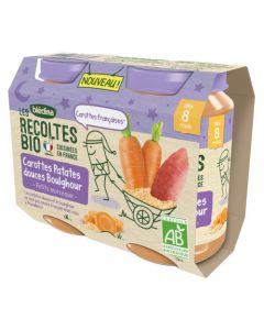 Blédina Les Récoltes Bio Carottes Patates Douces Boulghour dès 6 mois 2x200g