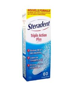 Steradent triple action plus 60 comprimés