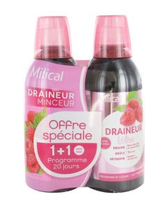 Milical Draineur Minceur Ultra Framboise Duo 2x500ml