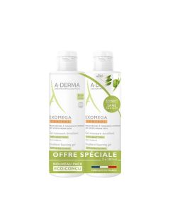 A-Derma Exomega Control Gel Moussant Émollient Anti-Grattage 2x500ml