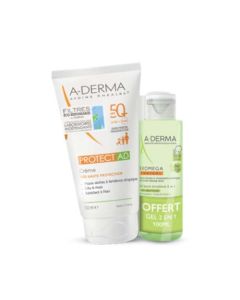 A-Derma Protect Ad Crème Solaire Très Haute Protection SPF50+ 150 ml Offre Spéciale Exomega gel 2 en 1 100 ml Offert