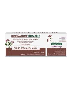 Klorane Quinine Keratincaps Force et Vitalité Complément Alimentaire Kératine Cheveux et Ongles 3x30 Capsules