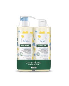 Klorane Bébé Gel Lavant Doux au Calendula Apaisant Corps et Cheveux  Peau Normale 2x500ml