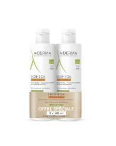 A-Derma Exomega Control Gel Moussant Emollient 2x500 ml