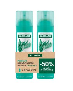 Klorane Ortie & Vitamine E Shampoing Sec Purifiant Duo 2x150ml