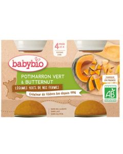 Babybio Potimarron Vert et Courge Butternut Dès 4 Mois 2x130g