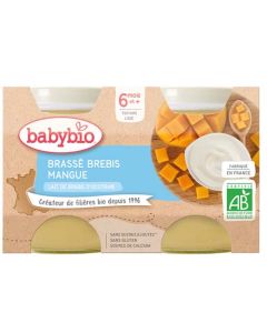 Babybio Pots Brassé au Lait de Brebis, Mangue Dès 6 Mois 2x130g