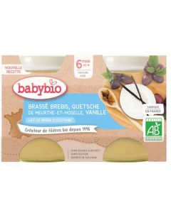 Babybio Pots Brassé au Lait de Brebis, Quetsche, Vanille Dès 6 Mois 2x130g