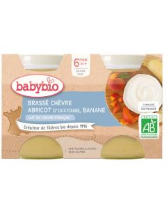 Babybio Pots Brassé au Lait de Chèvre, Abricot, Banane Dès 6 Mois 2x130g