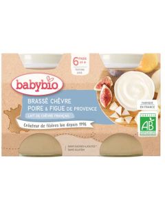 Babybio Pots Brassé au Lait de Chèvre, Poire et Figue de Provence Dès 6 Mois 2x130g