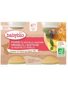 Babybio Pomme, Mirabelle, Quetsche Dès 4 Mois 2x130g
