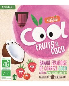 Vitabio  Cool Fruits - Banane Framboise de Corrèze lait de Coco Acérola 4x85g
