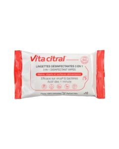 Vita Citral Lingettes desinfectantes 3 En 1 paquet de 12