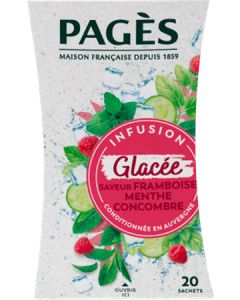 Pages Infusion Glacée Bio Saveur Framboise Menthe Concombre Sachets x20