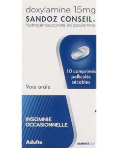 Doxylamine Sandoz 15mg 10 Comprimés pelliculés sécables
