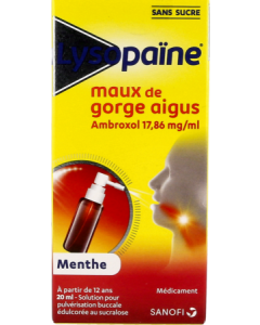 Lysopaine Maux De Gorge Aigus Ambroxol Menthe 17mg86/ml Sans Sucre Solution Pulverisation Buccale 20ml