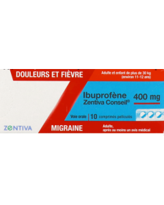Zentiva Conseil Ibuprofène 400mg Comprime 10