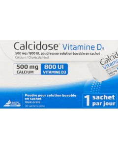 Calcidose Vitamine D3 500mg/800ui Poudre Sachets x30