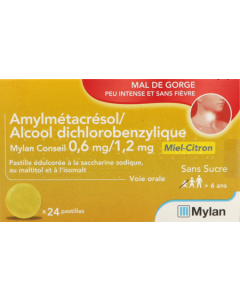 Viatris Conseil Amylmetacresol Alcool Dichlorobenzylique Miel Citron Pastille 24