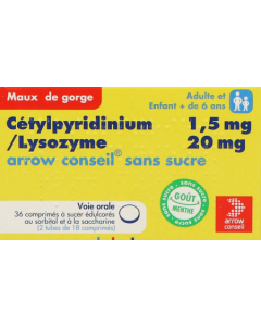Arrow Conseil Cetylpyridinium Lysozyme Sans Sucre 36 comprimés