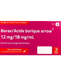 Arrow Borax Acide Borique 12mg/18mg/ml Solution Pour Lavage Ophtalmique Unidoses x10