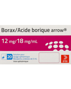 Arrow Borax Acide Borique 12mg/18mg/ml Solution Pour Lavage Ophtalmique 5ml Unidoses x20