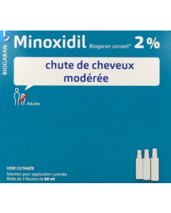 Biogaran Minoxidil 2% Solution Pour Application Cutanée 3x60ml