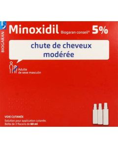 Biogaran Minoxidil 5% Solution Pour Application Cutanée 3x60ml