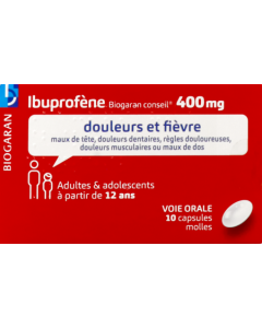 Ibuprofene Biogaran Conseil 400mg Capsule Molle 10