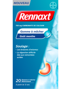 Rennaxt 750mg Gommes à Mâcher Médicamenteuses x20