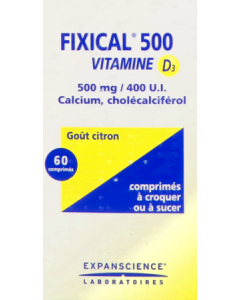 Fixical Vitamine D3 500mg/400ui Comprimés à Croquer x60