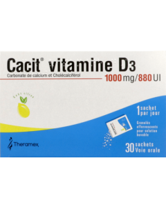 Cacit Vitamine D3 1000mg/880ui Granules Effervescents Sachets x30
