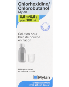 Chlorhexidine Viatris 0ml5/0g5/100ml Bain de Bouche 90ml