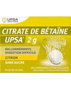 UPSA Citrate de Bétaïne 2g Citron Sans Sucre Comprimés Effervescents x20