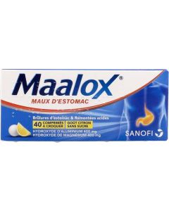 Maalox Maux Estomac Sans Sucre Comprimés à Croquer Citron x40