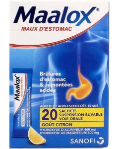 Maalox Maux Estomac Suspension Buvable Citron Sachets x20