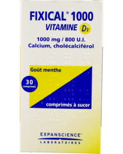 Fixical Vitamine D3 1000mg/800ui Comprimés à Sucer x30
