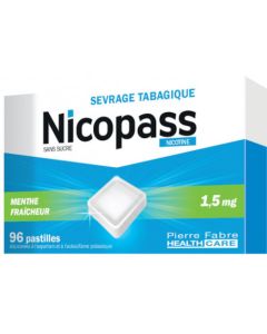 Nicopass 1.5mg Sans Sucre Menthe Fraîcheur 96 Pastilles
