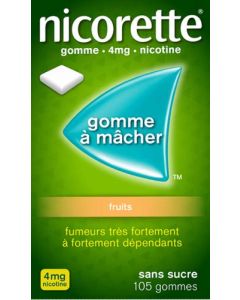 Nicorette Fruits 4mg Sans Sucre 105 Gommes