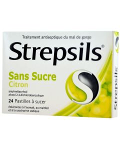 Strepsils Citron Sans Sucre 24 pastilles