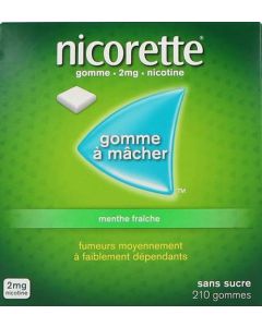 Nicorette Menthe Fraîche 2mg Sans Sucre 210 Gommes