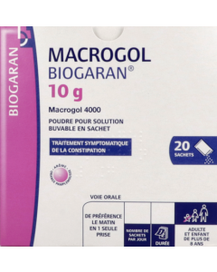 Biogaran Macrogol 10g Poudre Pour Solution Buvable Sachets x20