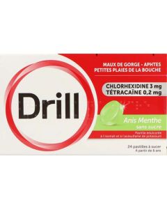 Drill Sans Sucre Anis Menthe 24 pastilles à sucer 