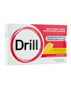 Drill Sans Sucre Miel Citron 24 pastilles à sucer 